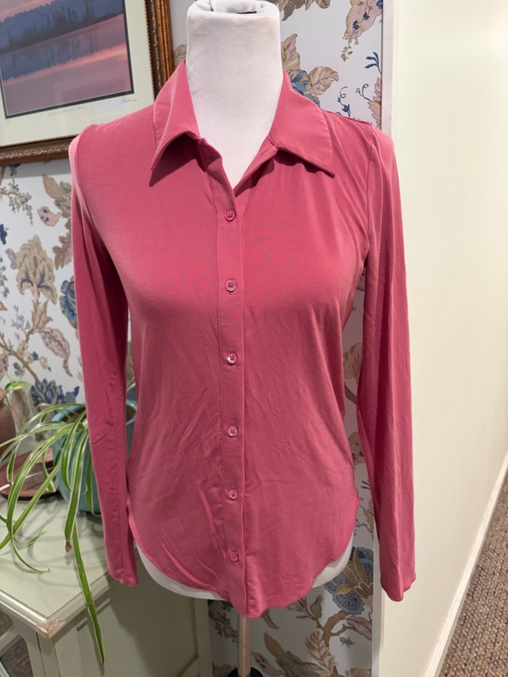 Wilfred Pose Long Sleeve  Rose-Pink Button-Down Shirt